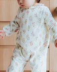 baby girl in purebaby posie floral growsuit organic cotton baby clothes