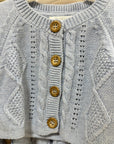 Cable Wool Cardigan Frozen Melange