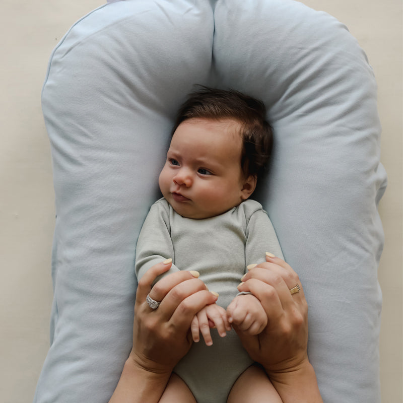 baby on snuggle me organic infant lounger cover only bluebell