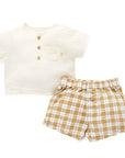 Argan Check Muslin and Linen Set