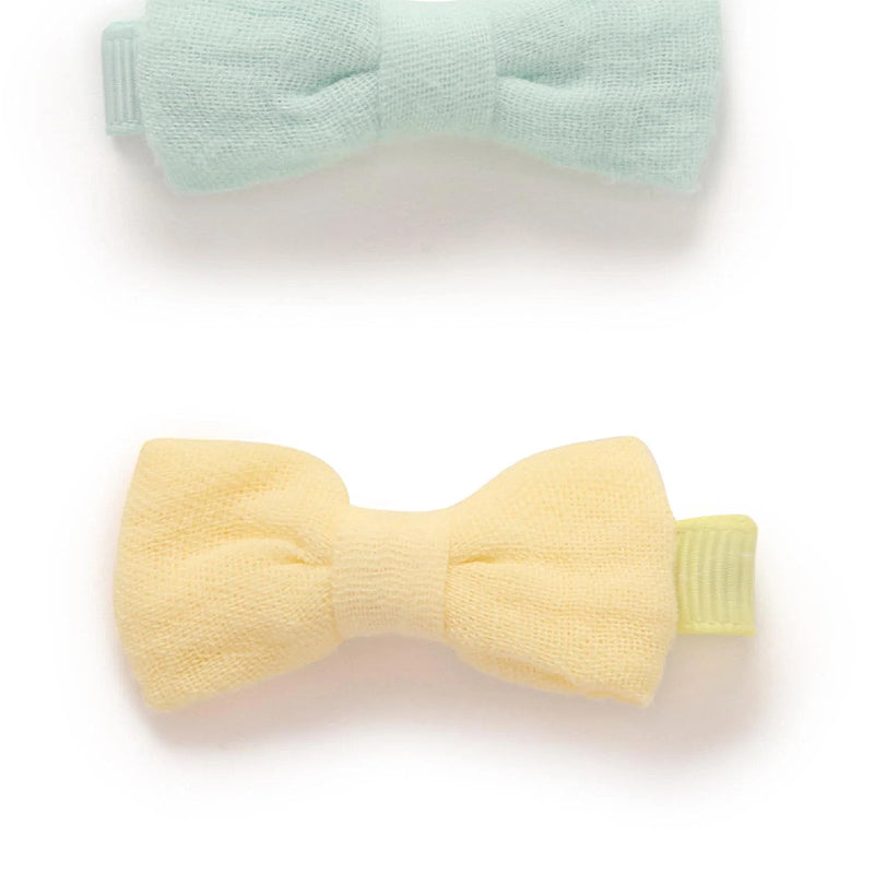 purebaby organic baby linen bow clips