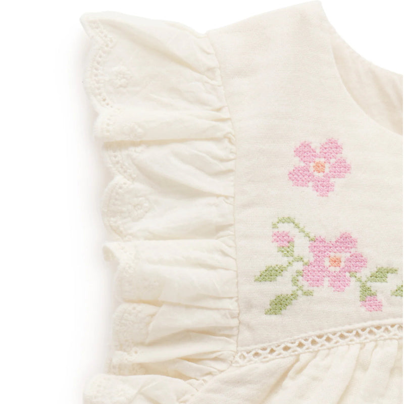 purebaby organic embroidered ruffle top cloud