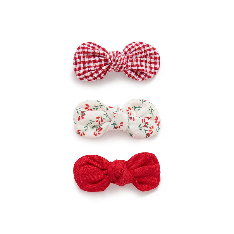 purebaby organic festive knot bow clips baby girls