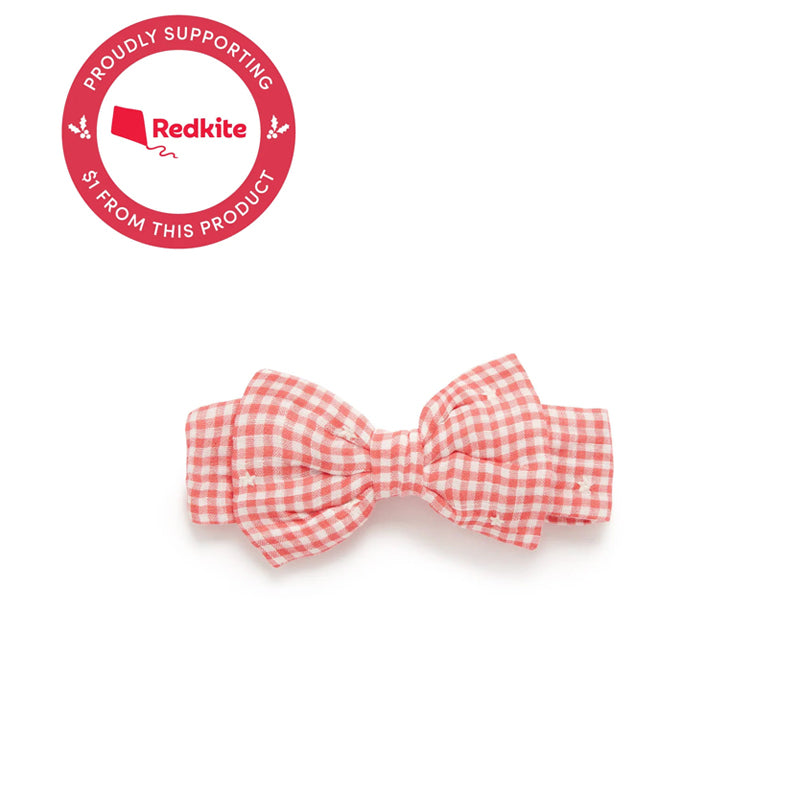 purebaby organic festive bow headband gingham star baby headband christmas