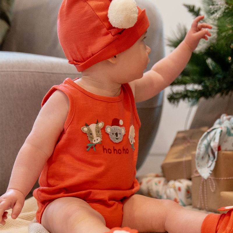 purebaby koala santa bodysuit organic cotton clothes baby christmas