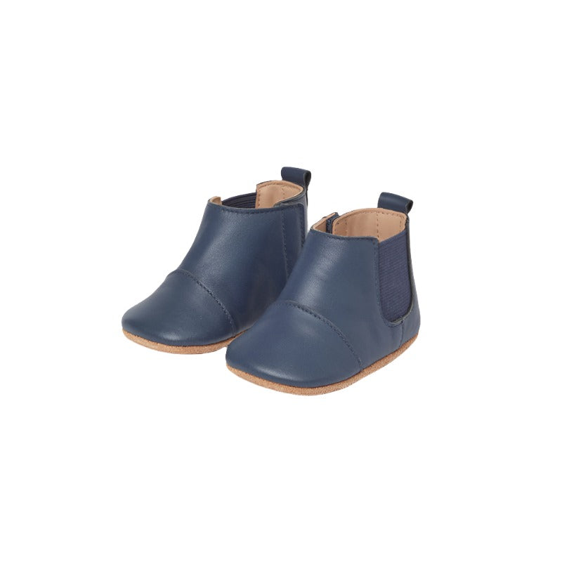 Leather Chelsea Booties Navy