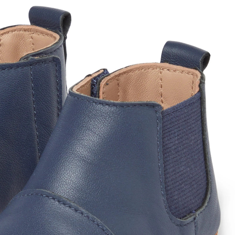 Leather Chelsea Booties Navy