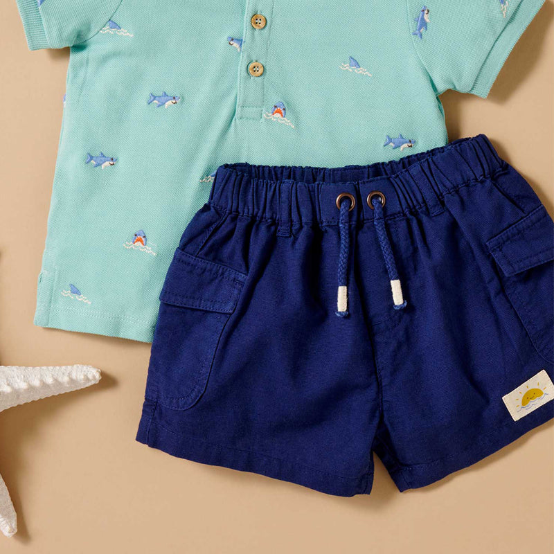 purebaby marine linen blend shorts kids shorts organic cotton shorts