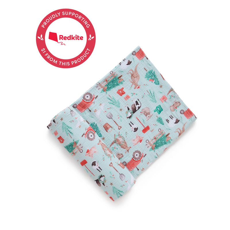 purebaby organic christmas muslin wrap baby swaddle blanket