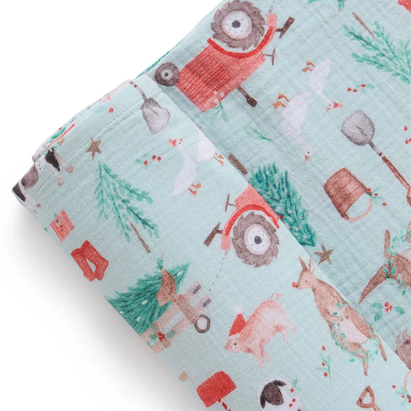 purebaby organic christmas muslin wrap baby swaddle blanket