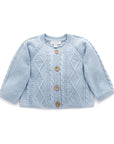 Cable Wool Cardigan Frozen Melange