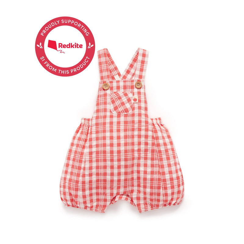 purebaby organic festive gingham overall red baby first christmas clothes