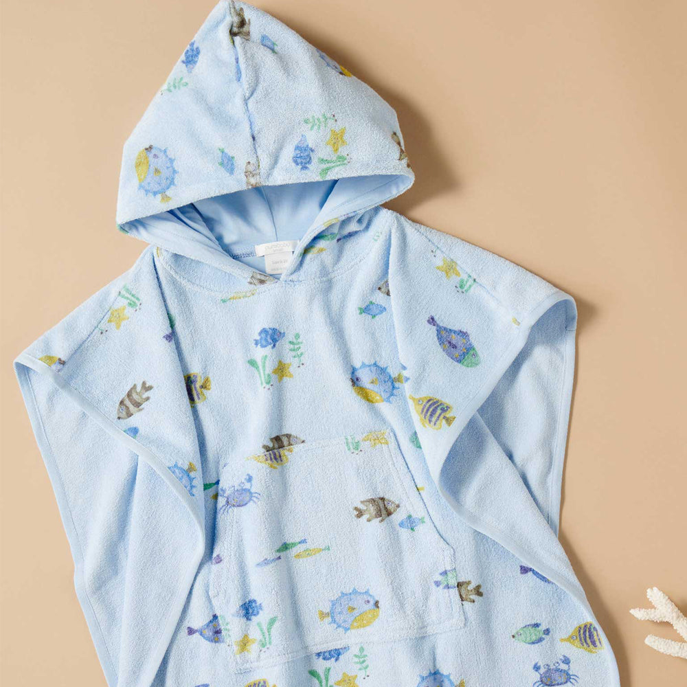 purebaby organic kids hooded towel fishie beach towel