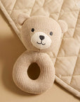 purebaby organic knitted bear rattle newborn baby toy