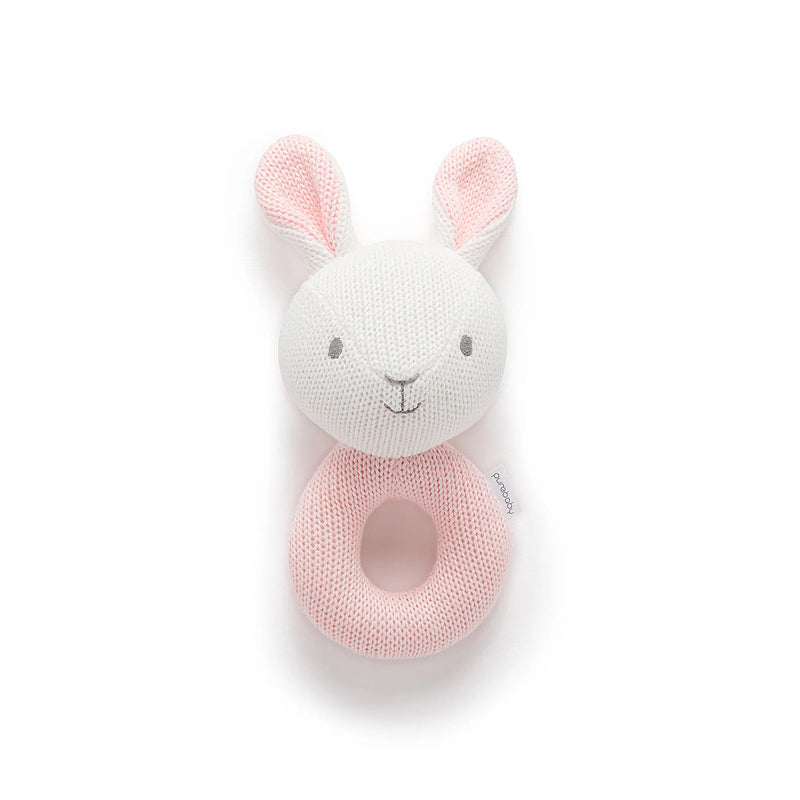 purebaby organic knitted rabbit rattle newborn baby toy