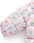 purebaby organic puffer growsuit strawberry pink blue girl winter growsuit