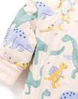 purebaby organic cotton clothes padded sleeve onesie dinosaur baby kids
