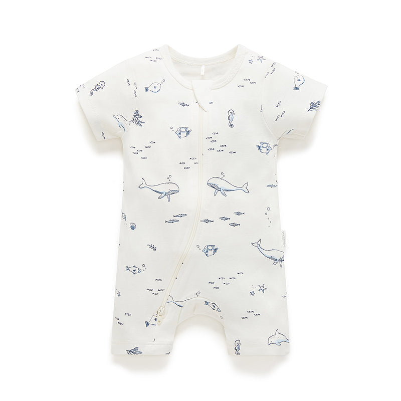 purebaby short zip growsuit nautical