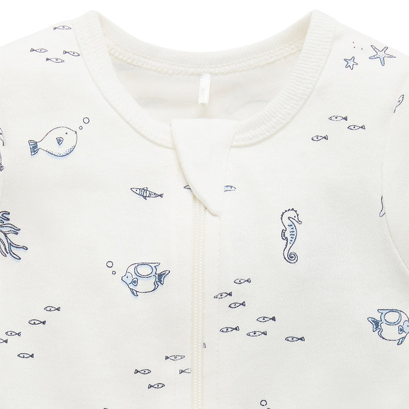 purebaby short zip growsuit nautical