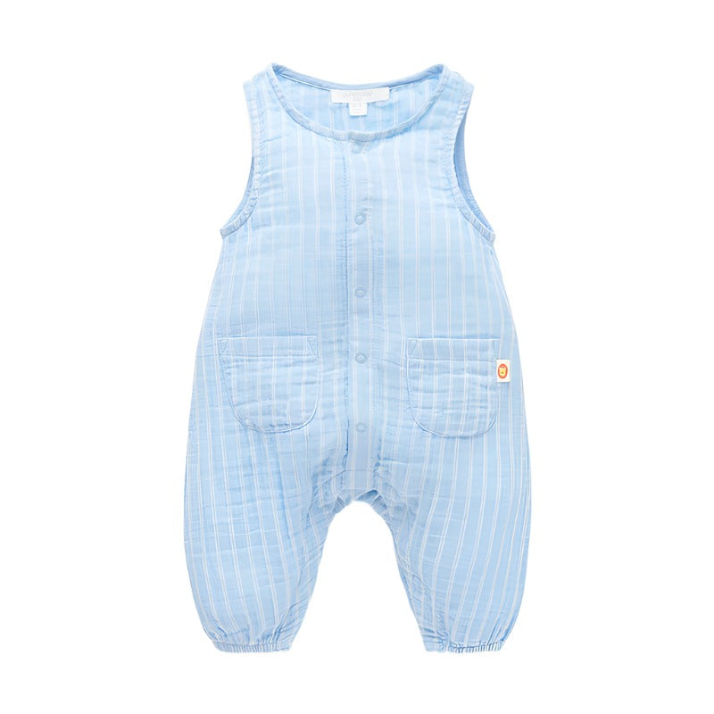 purebaby crinkle striped oneside kruger stripe baby overalls