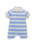 purebaby organic striped polo growsuit ocean stripe newborn baby organic cotton baby clothes