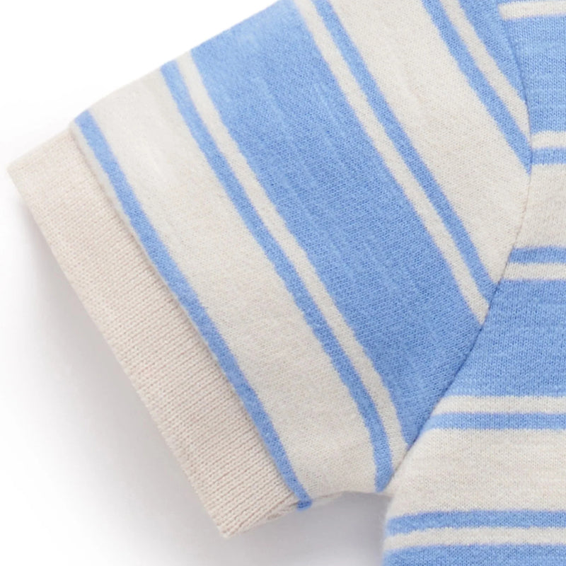 purebaby organic striped polo growsuit ocean stripe newborn baby organic cotton baby clothes