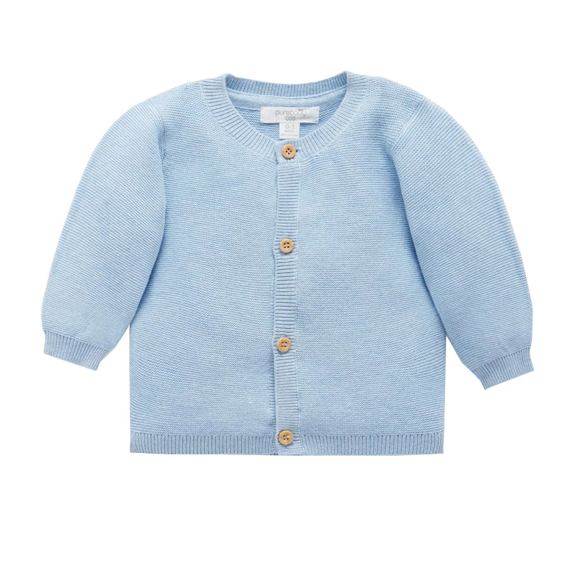 baby in purebaby textured cardigan organic cotton baby clothes