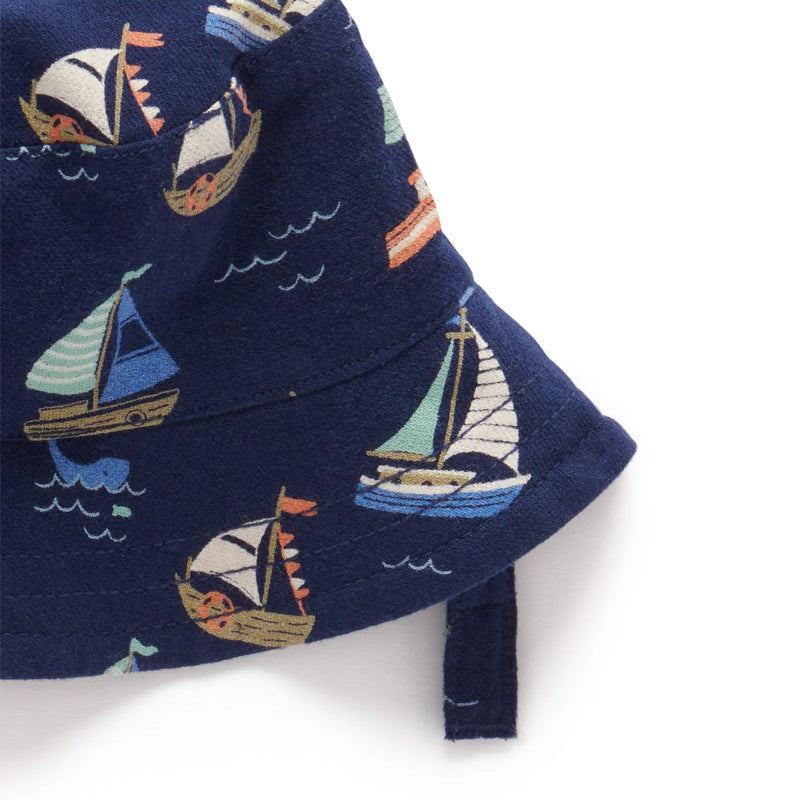 purebaby organic yacht reversible bucket hat for baby