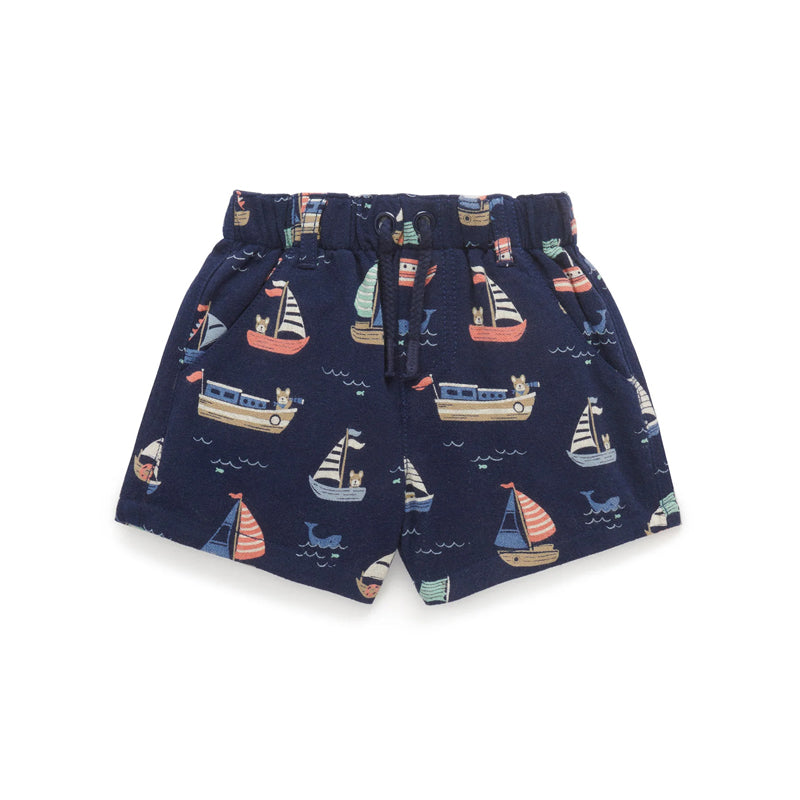 purebaby yacht pull on shorts organic cotton baby toddler shorts