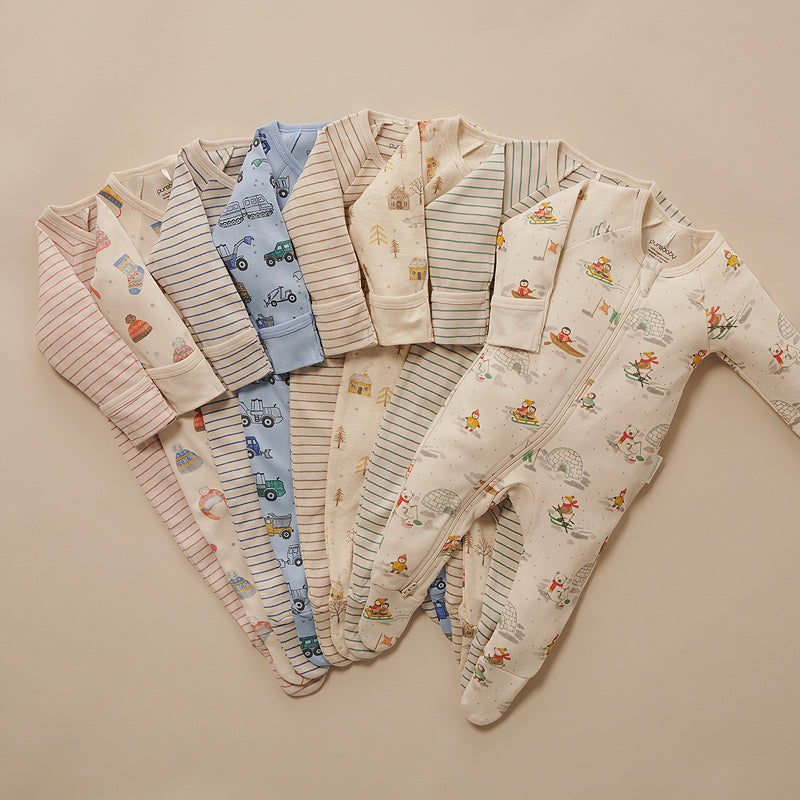 organic cotton baby zip rompers growsuits