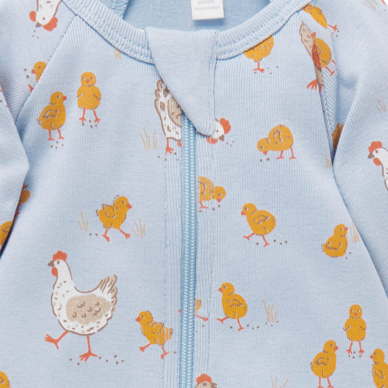 purebaby organic sky chook zip growsuit organic cotton baby clothes