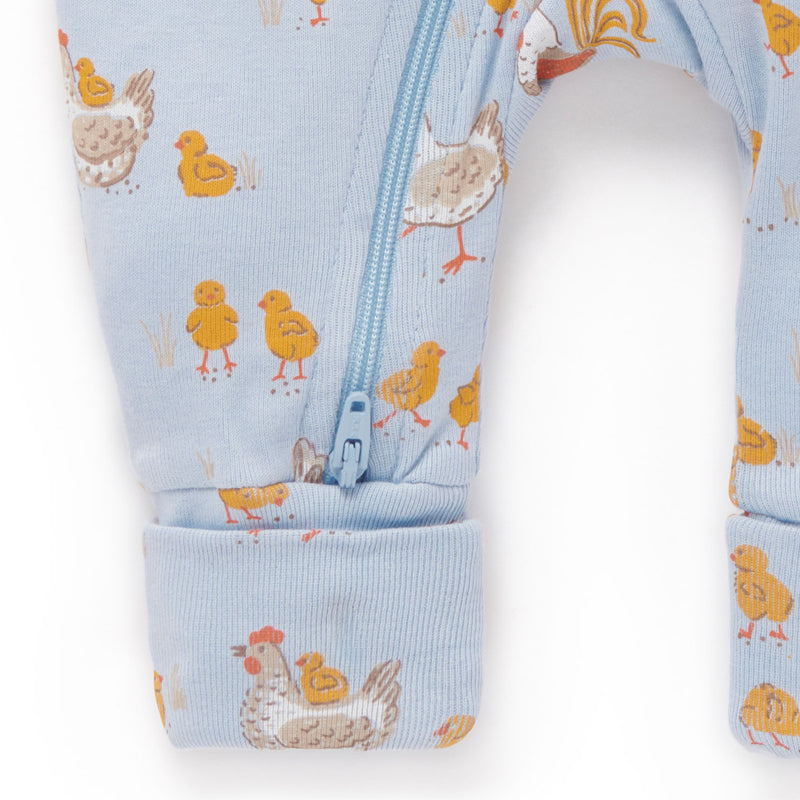 purebaby organic sky chook zip growsuit organic cotton baby clothes