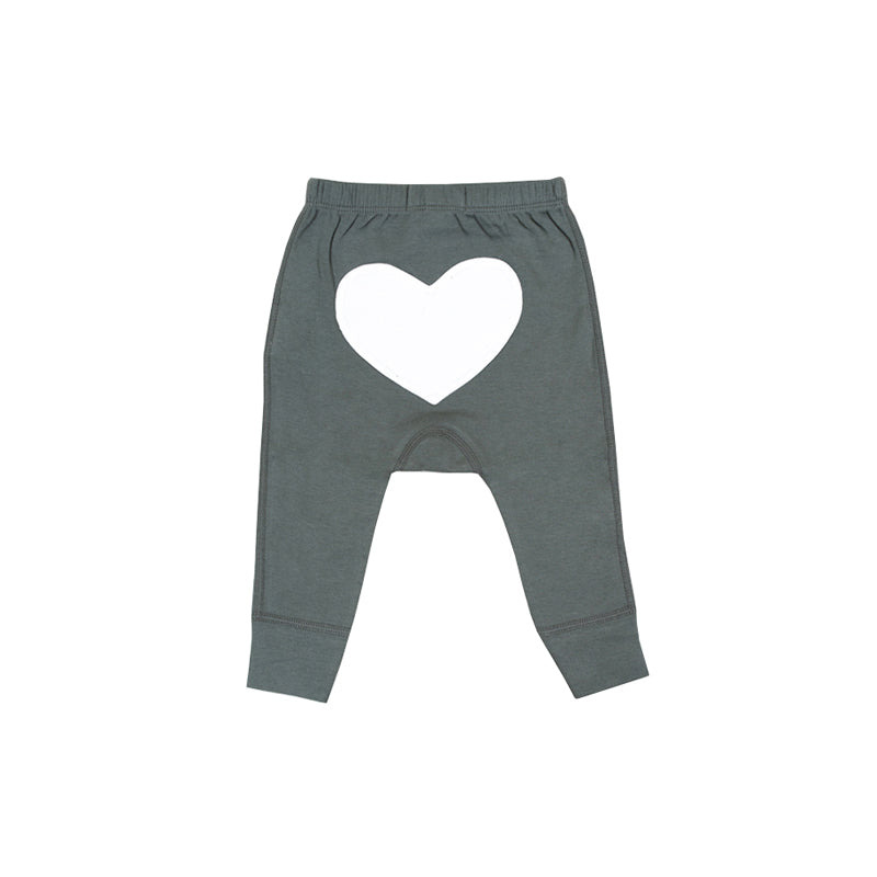 sapling pebble grey heart pants organic cotton baby pants