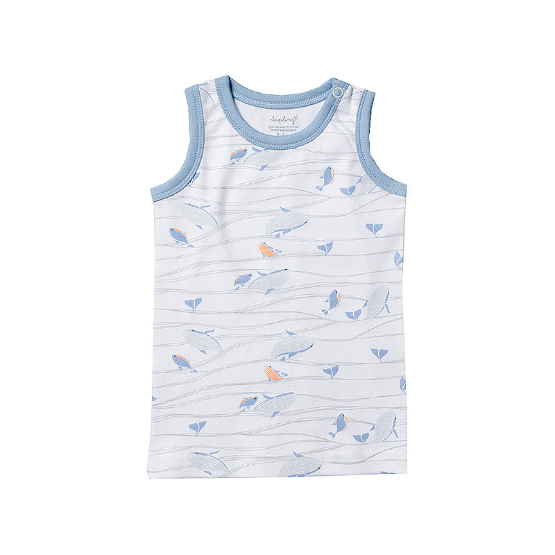 sapling whales tank top organic cotton baby top