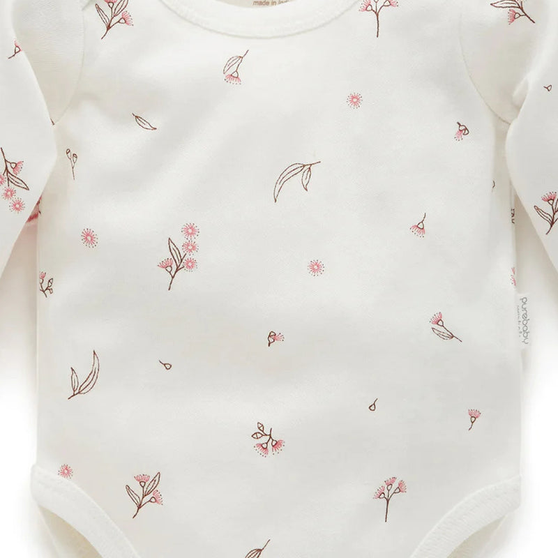 purebaby long sleeve bodysuit pink blossom organic cotton baby clothes