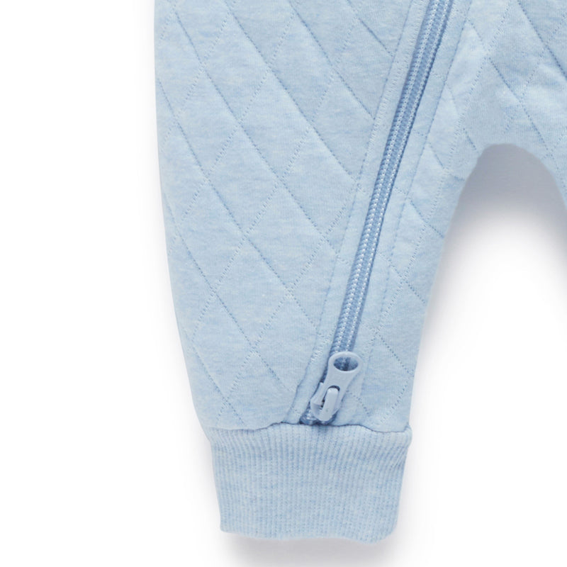 Quilted Growsuit Soft Blue Melange