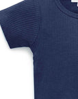 Winter Navy Rib Short Sleeve Bodysuit