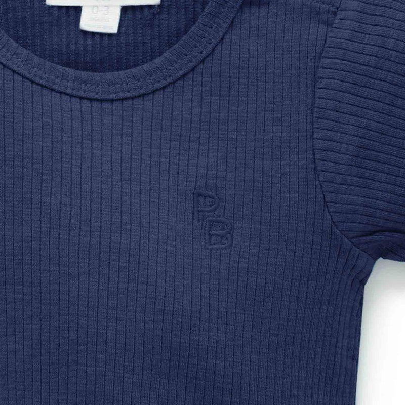 Winter Navy Rib Short Sleeve Bodysuit