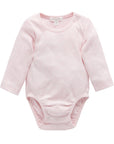 purebaby ribbed long sleeve bodysuit pale pink organic cotton baby