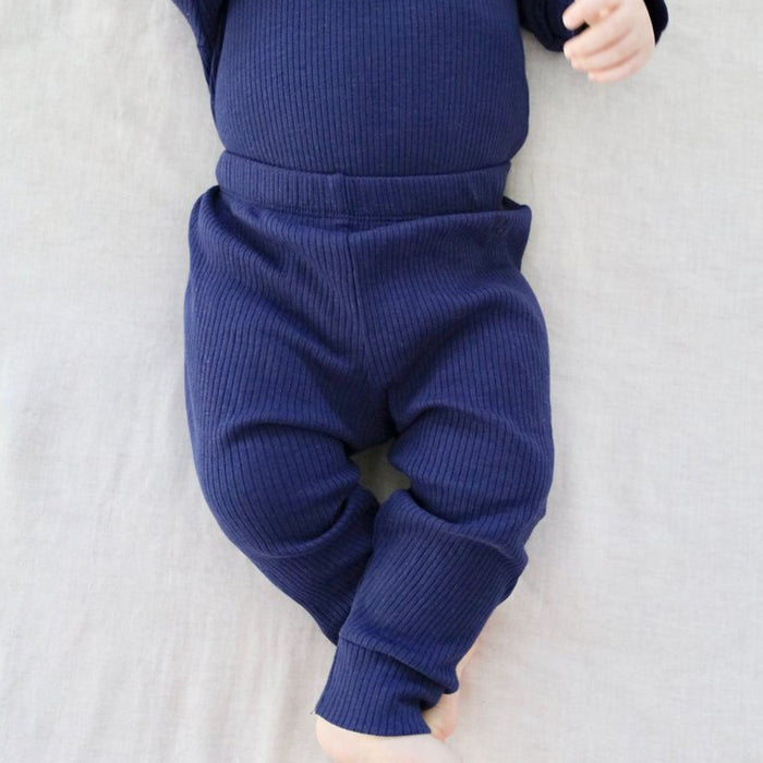 purebaby rib legging winter navy newborn baby