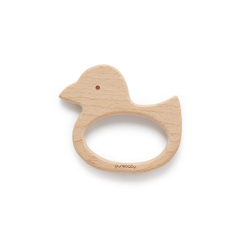 purebaby wooden ducky teether newborn baby toy gift