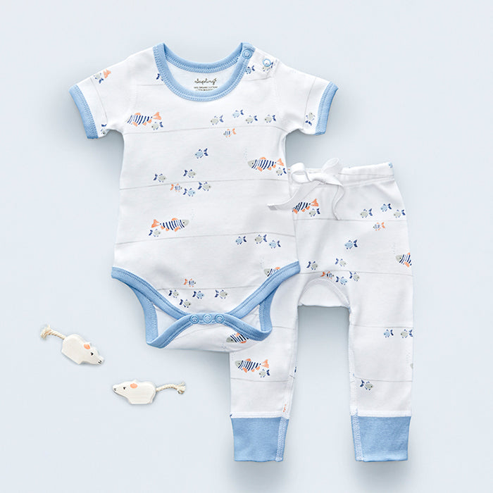 sapling baby water baby bodysuit and pants set