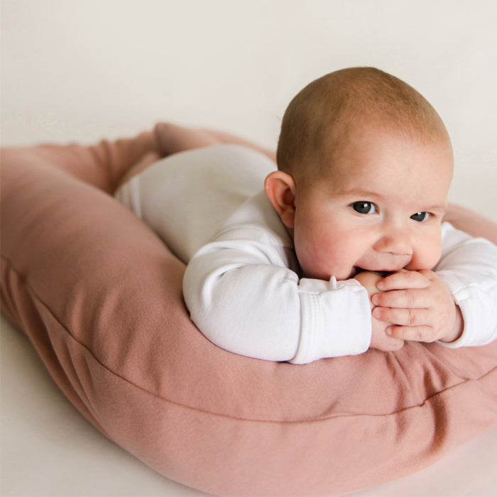 baby tummy time on snuggle me organic infant lounger cover only gumdrop