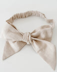 Natural Linen Bow Pre-Tied Headband Wrap